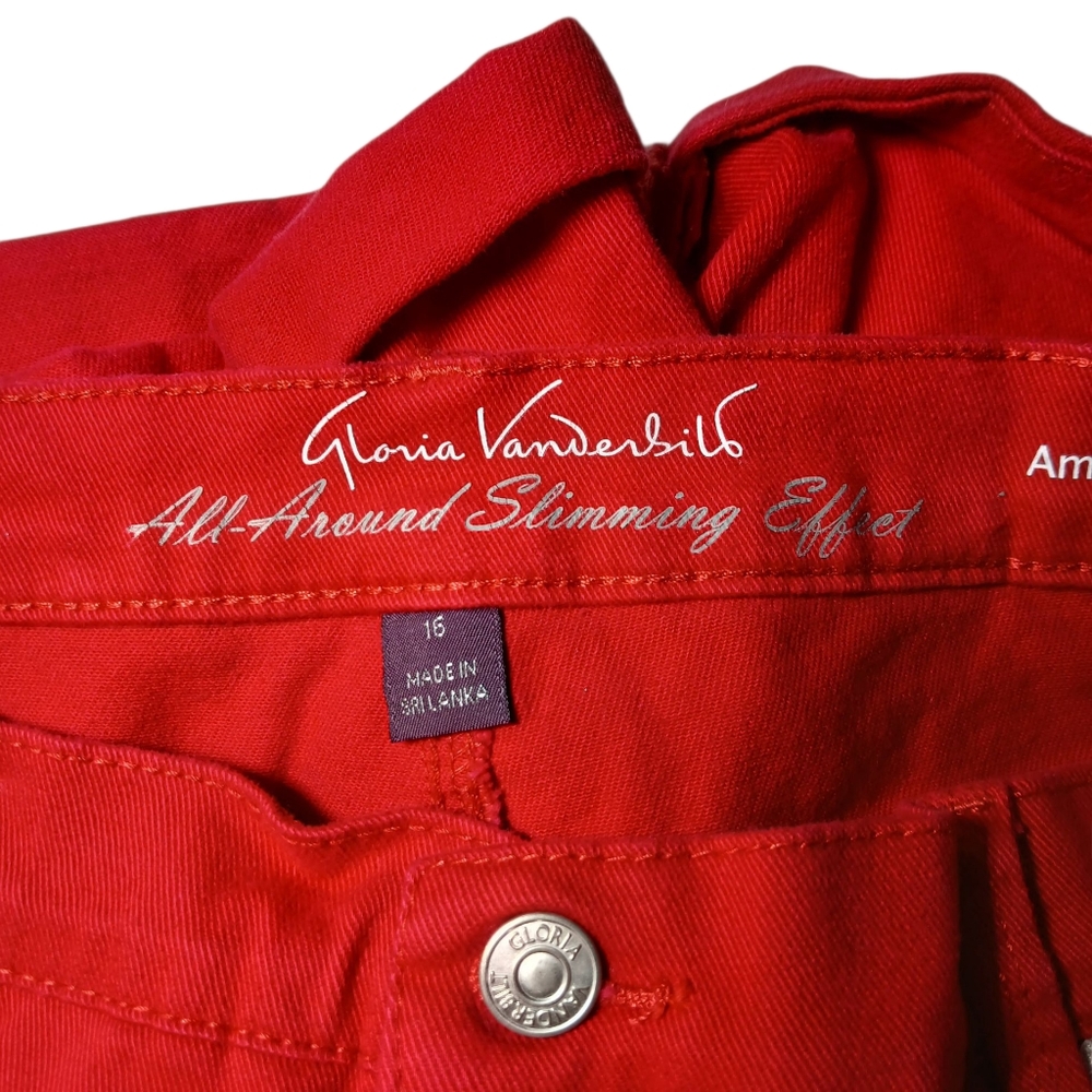 Gloria Vanderbilt Denim All Around Slimming Effect Red Cuffed Shorts Size 16 - Picture 7 of 16